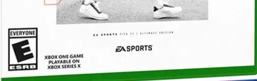FIFA 21, the ESRB box on its front