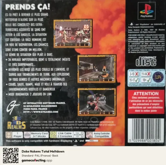 Duke Nukem: Total Meltdown PlayStation, France box back