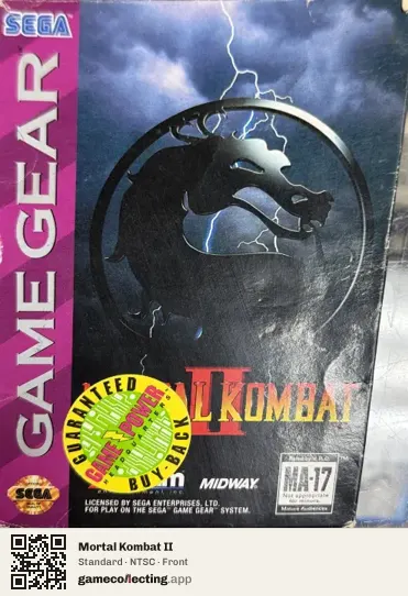 Mortal Kombat II Sega Game Gear, NTSC box front