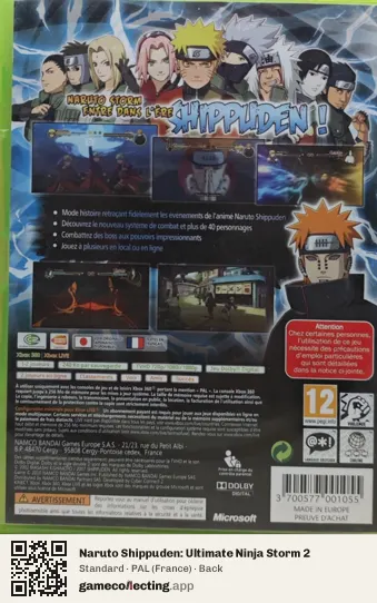 Naruto Shippuden: Ultimate Ninja Storm 2 Xbox 360, France box back