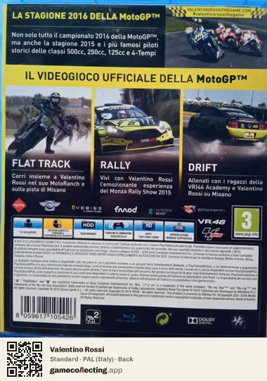 Valentino Rossi PlayStation 4, Italy box back