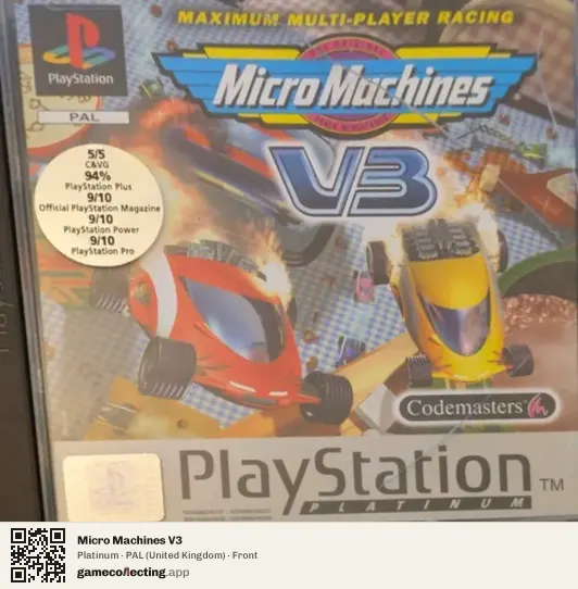 Micro Machines V3 PlayStation, United Kingdom box front