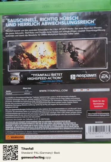 Titanfall Xbox One, Germany box back