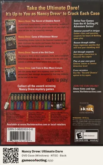 Nancy Drew: Ultimate Dare Computer, NTSC box back