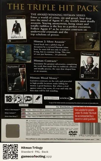 Hitman Trilogy PlayStation 2, PAL box back