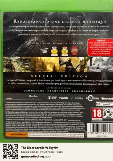 The Elder Scrolls V: Skyrim Xbox One, France box back
