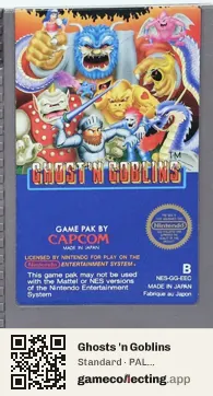 Ghosts 'n Goblins Nintendo Entertainment System, PAL cartridge label