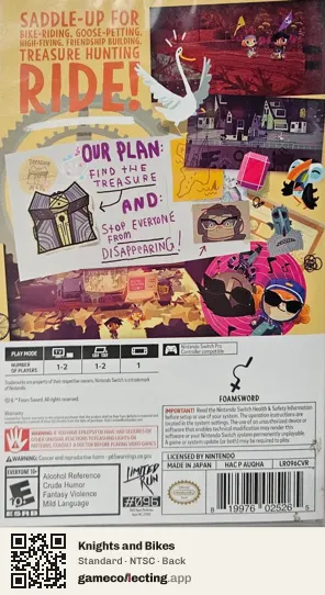Knights and Bikes Nintendo Switch, NTSC box back