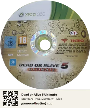 Dead or Alive 5 Ultimate Xbox 360, PAL disc