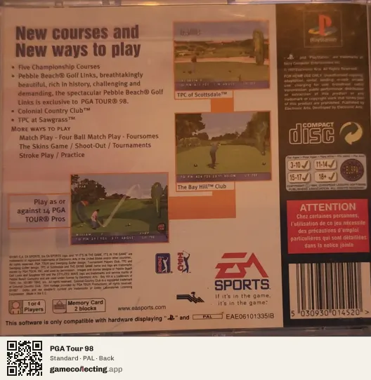 PGA Tour 98 PlayStation, PAL box back