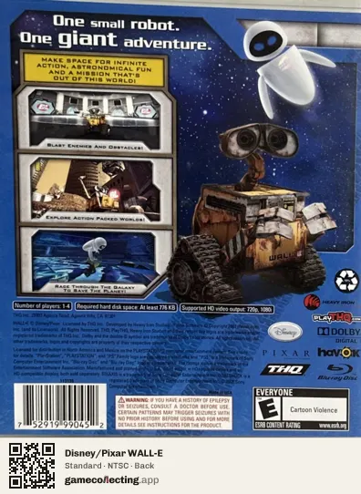 Disney/Pixar WALL-E PlayStation 3, NTSC box back