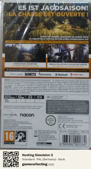 Hunting Simulator 2 Nintendo Switch, Germany box back