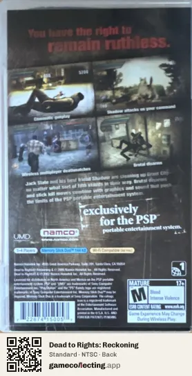 Dead to Rights: Reckoning PlayStation Portable, NTSC box back