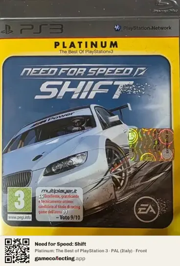 Need for Speed: Shift PlayStation 3, Italy box front