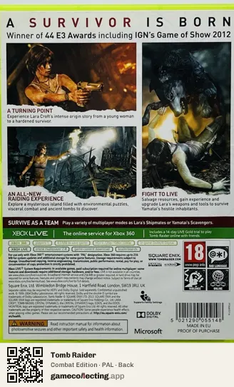 Tomb Raider Xbox 360, PAL box back