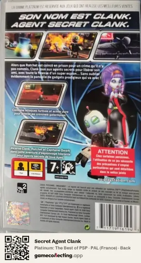 Secret Agent Clank PlayStation Portable, France box back