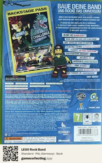 LEGO Rock Band Xbox 360, Germany box back