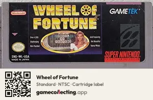 Wheel of Fortune Super Nintendo Entertainment System, NTSC cartridge label