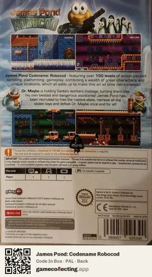 James Pond: Codename Robocod Nintendo Switch, PAL box back