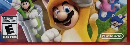 Super Mario 3D World, the ESRB box on its front