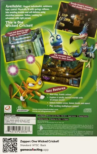 Zapper: One Wicked Cricket! PlayStation 2, NTSC box back