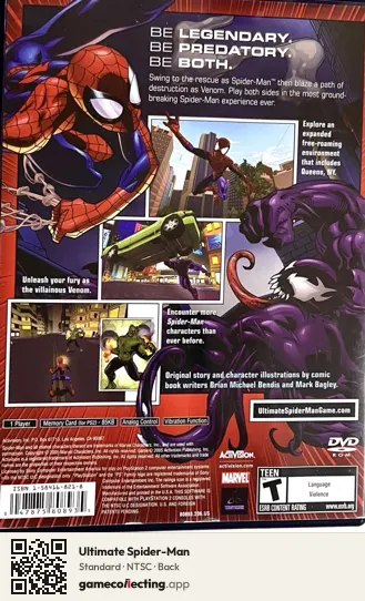 Ultimate Spider-Man PlayStation 2, NTSC box back