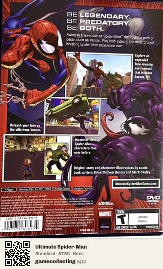 Ultimate Spider-Man PlayStation 2, NTSC box back