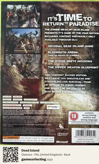 Dead Island Xbox 360, United Kingdom box back