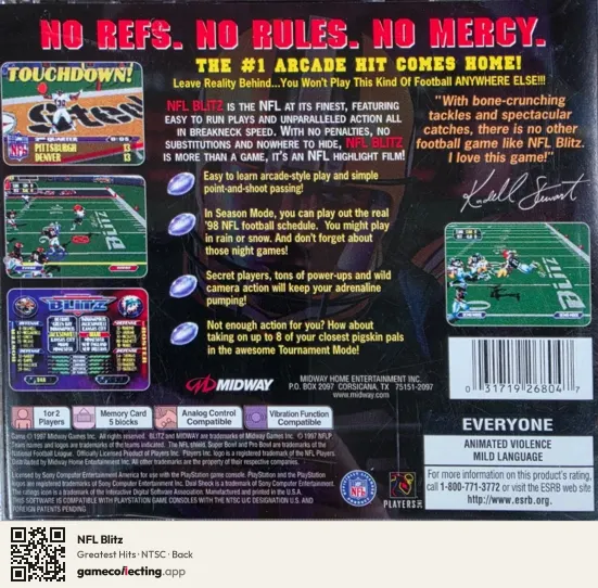 NFL Blitz PlayStation, NTSC box back