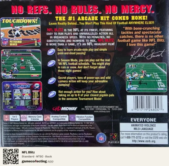 NFL Blitz PlayStation, NTSC box back
