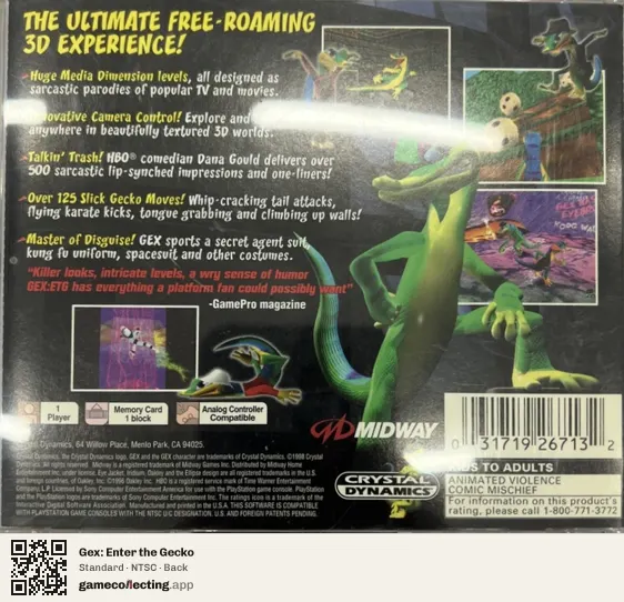 Gex: Enter the Gecko PlayStation, NTSC box back
