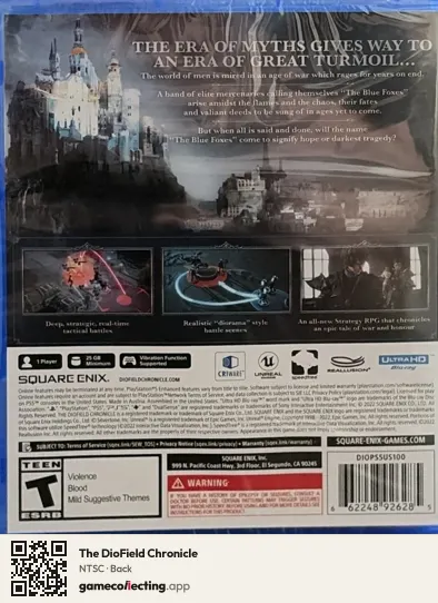 The DioField Chronicle PlayStation 5, NTSC box back