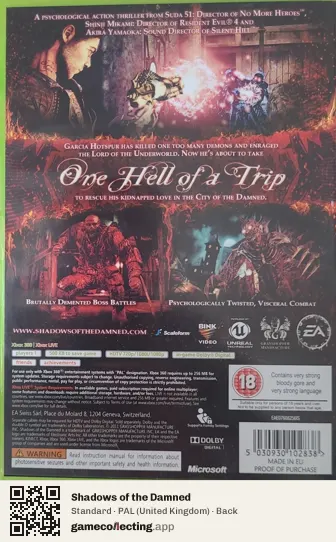 Shadows of the Damned Xbox 360, United Kingdom box back