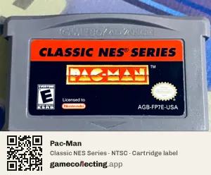 Pac-Man Game Boy Advance, NTSC cartridge label