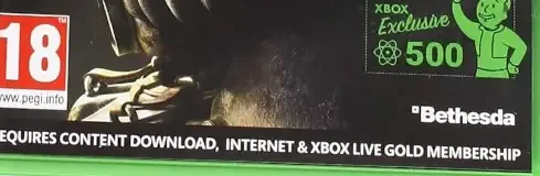 Fallout 76, the PEGI square on its front