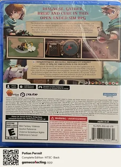 Potion Permit PlayStation 5, NTSC box back