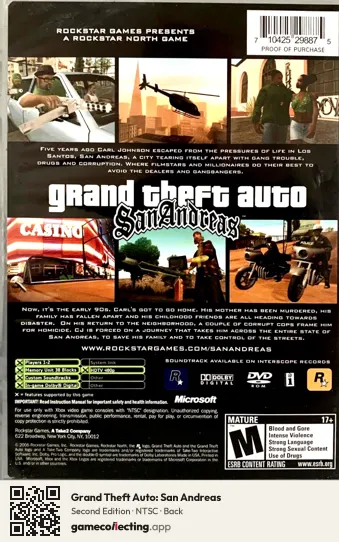 Grand Theft Auto: San Andreas Xbox, NTSC box back