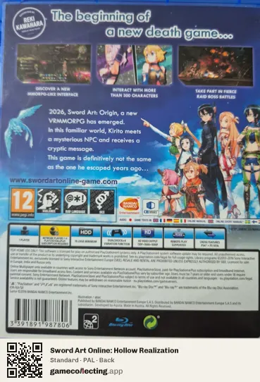 Sword Art Online: Hollow Realization PlayStation 4, PAL box back