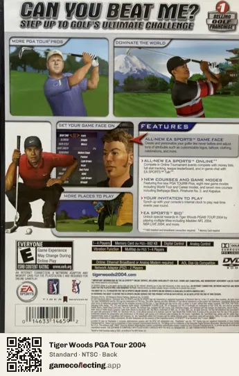 Tiger Woods PGA Tour 2004 PlayStation 2, NTSC box back