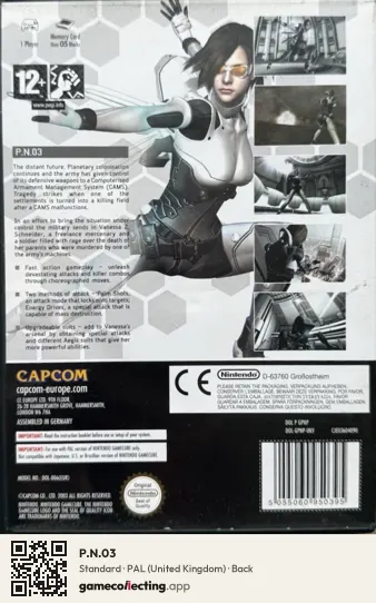 P.N.03 Nintendo GameCube, United Kingdom box back