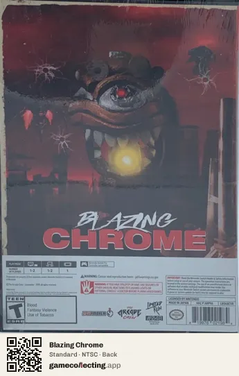 Blazing Chrome Nintendo Switch, NTSC box back