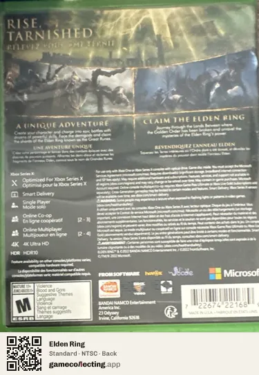 Elden Ring Xbox Series X, NTSC box back