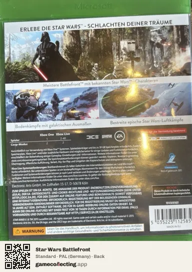 Star Wars Battlefront Xbox One, Germany box back
