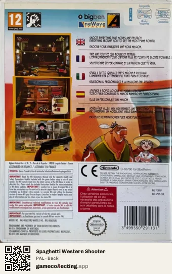 Spaghetti Western Shooter Nintendo Wii, PAL box back