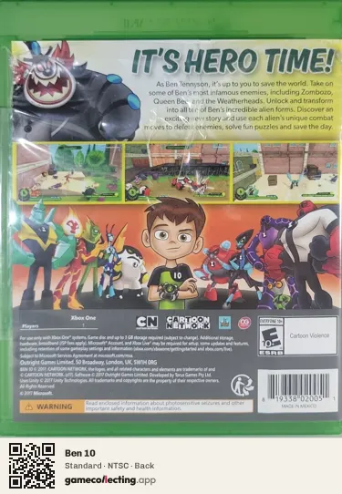 Ben 10 Xbox One, NTSC box back