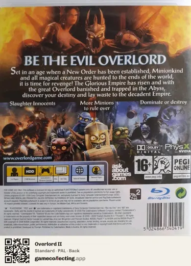 Overlord II PlayStation 3, PAL box back