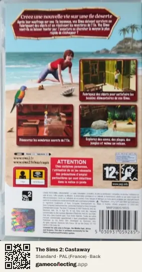 The Sims 2: Castaway PlayStation Portable, France box back