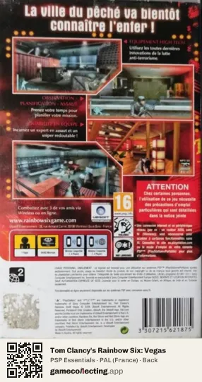 Tom Clancy's Rainbow Six: Vegas PlayStation Portable, France box back