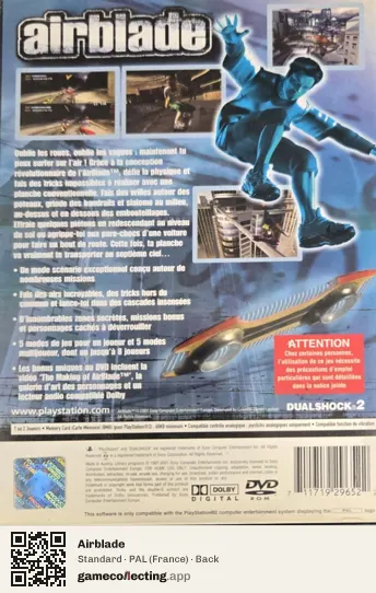 Airblade PlayStation 2, France box back