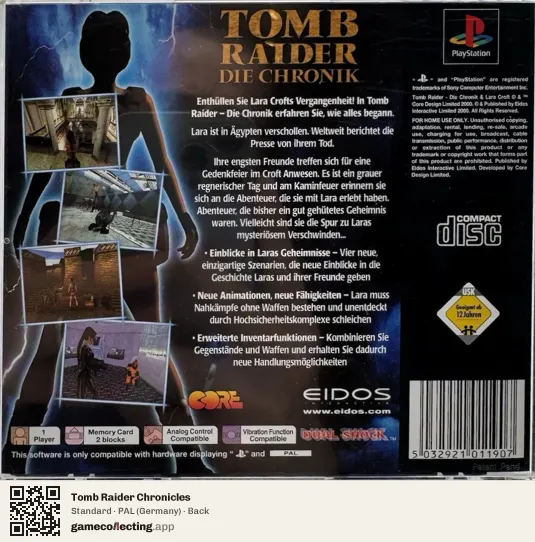 Tomb Raider Chronicles PlayStation, Germany box back